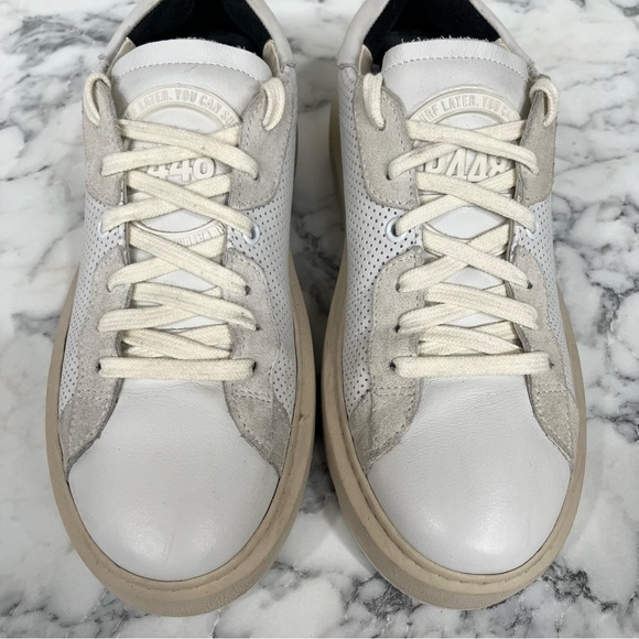 P448 Aerial Sneakers Perforated White Leather Woman’s Size 38 US 7.5/8 - Picture 4 of 11